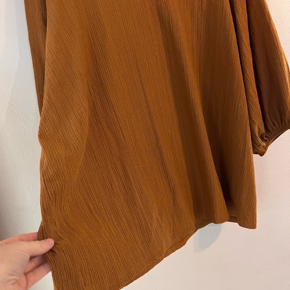 Ava & Viv guaze blouse top womens 2x burnt orange brown peasant boho bishop soft - Picture 3 of 11